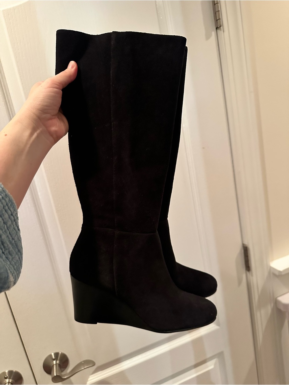 Talbots Black Wedge Knee-High Boots - Women